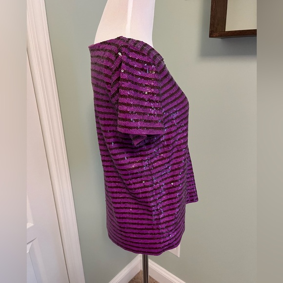 J.Crew Purple Stripe Sequin Top Size Small - Picture 2 of 8
